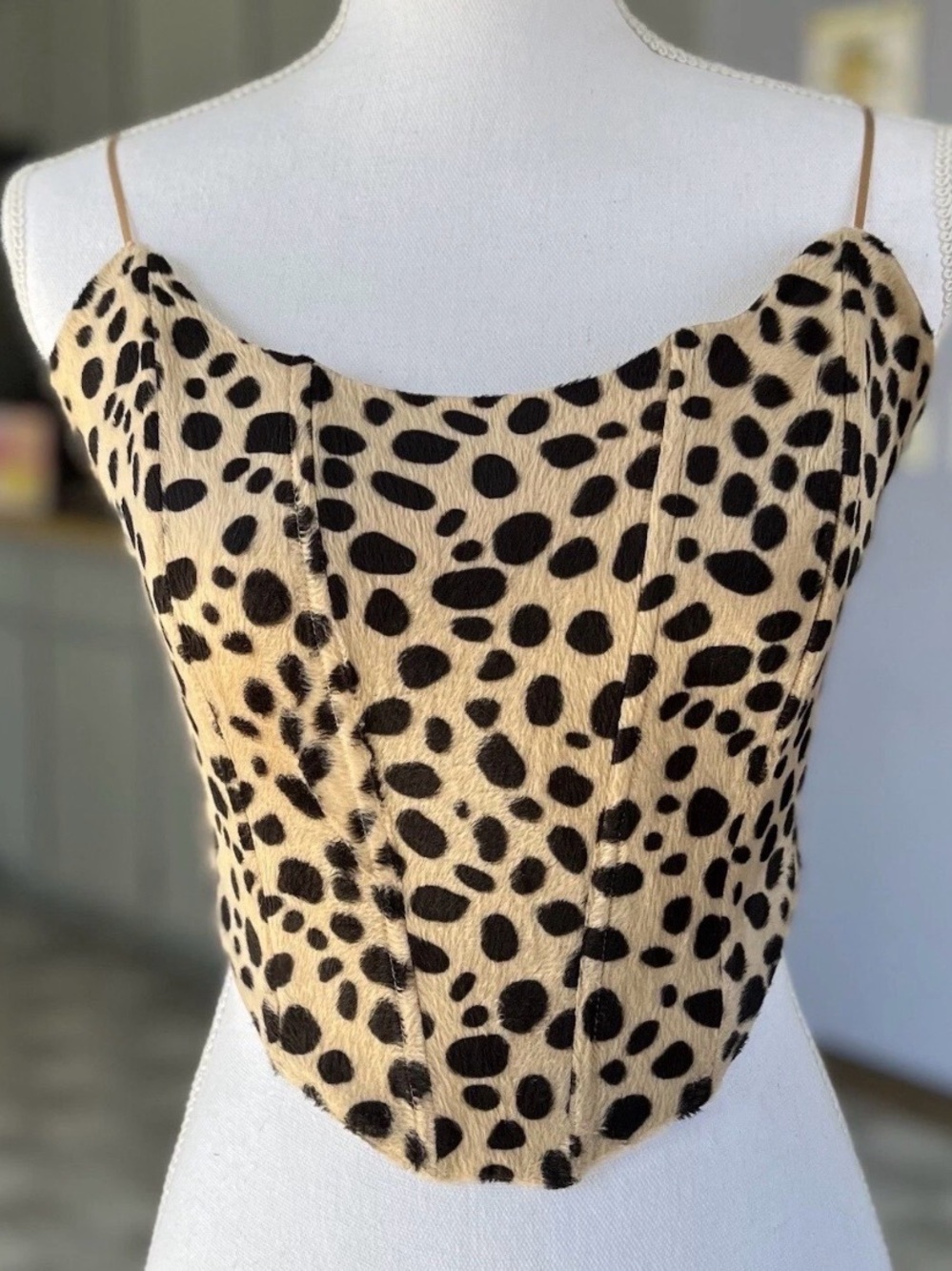 OLM Urban Outfitters Velvet Leopard Bustier Corset Top Small